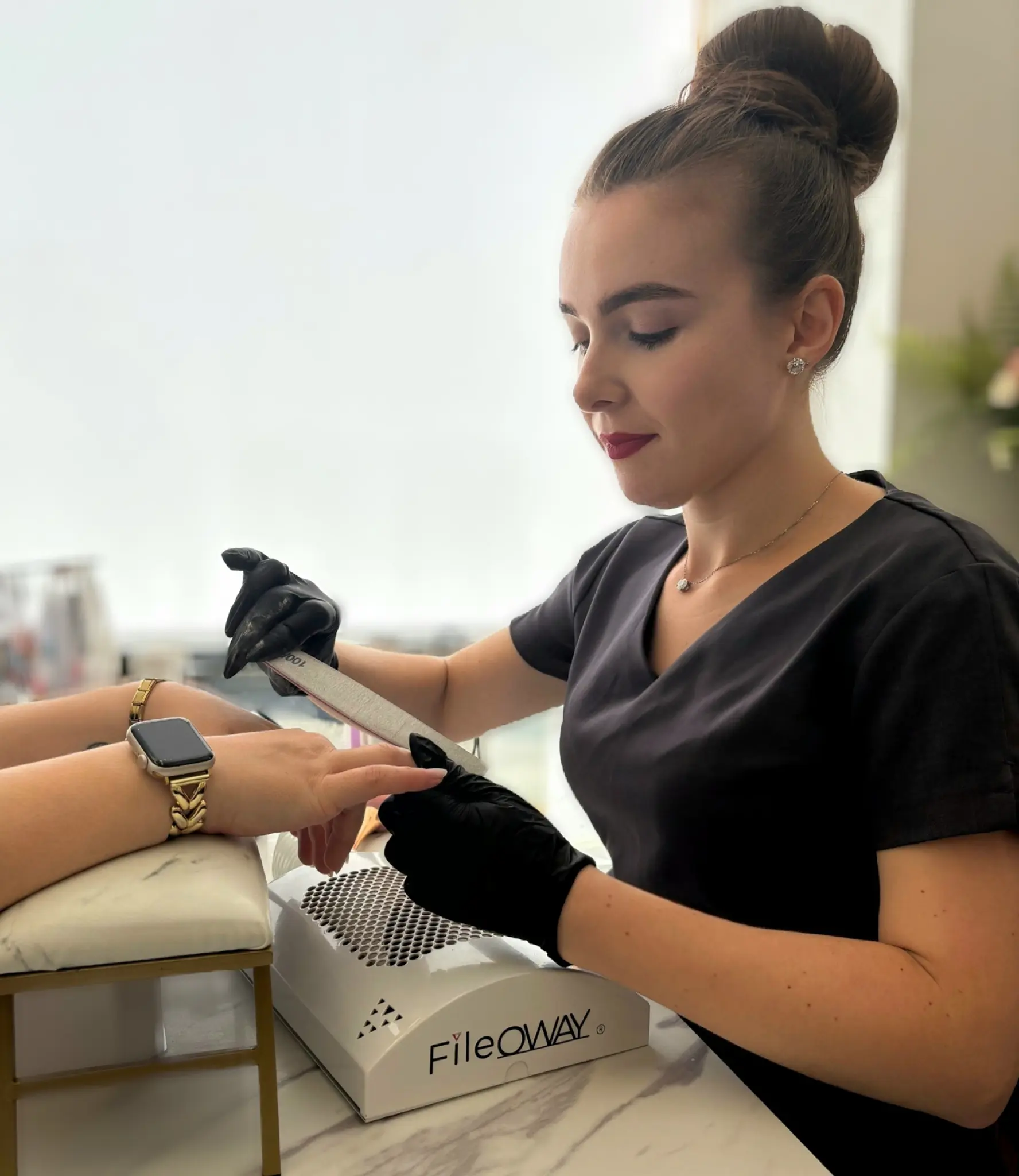 Radina Ignatova, Professional Nail Expert and founder of Artistic Touch Academy, demonstrating nail techniques in Dundee studio