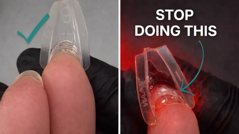 Comparison demonstrating correct sandwich dual form bottom placement method with minimal gel product versus incorrect flooding method causing skin contact and excess product accumulation