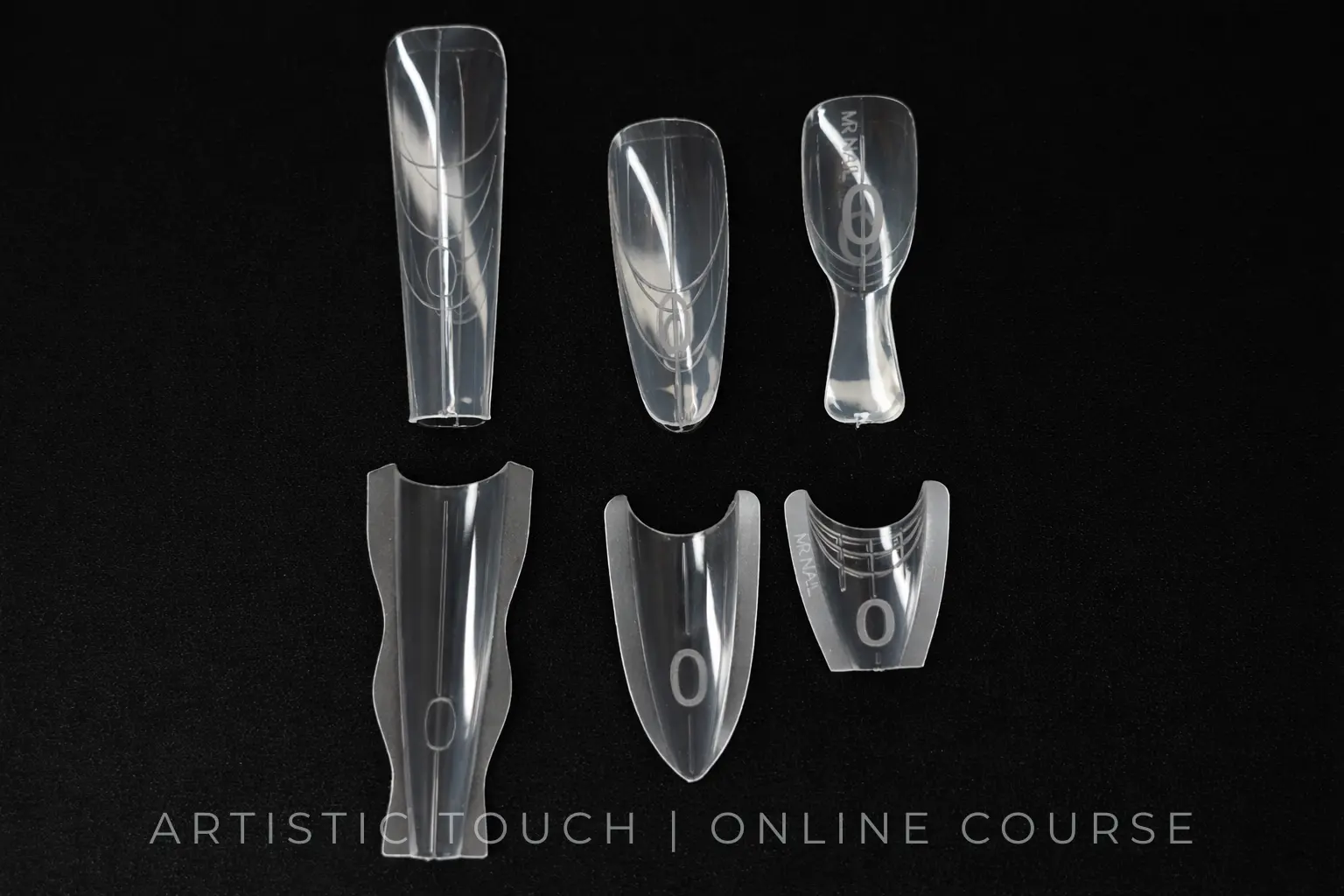 Sandwich dual forms showing different C-curve variations and sizes for proper nail structure
