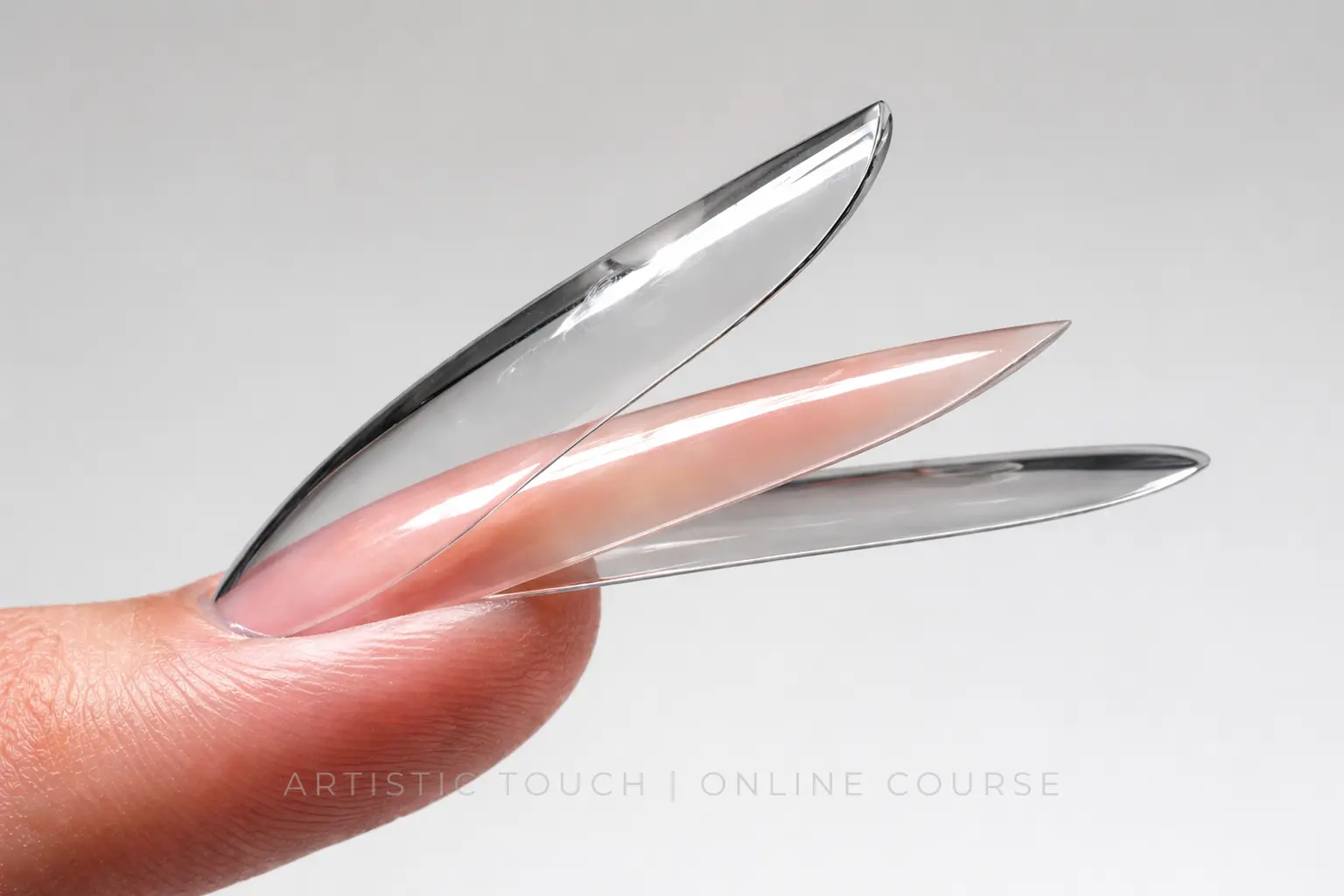 Sandwich dual forms layered system showing structure and product placement on natural nail