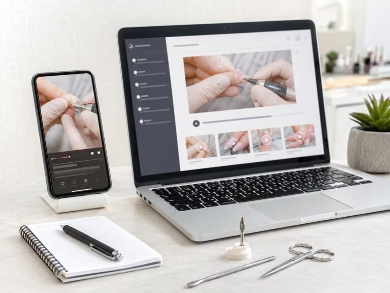 Short nail tutorial on a phone compared with complete Russian Manicure training on a laptop